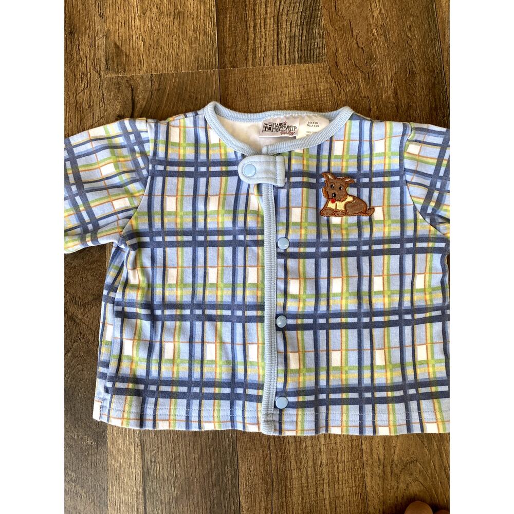 Mary Engelbreit Baby Boy 6-9 mo Blue Plaid Cardigan Snap Button